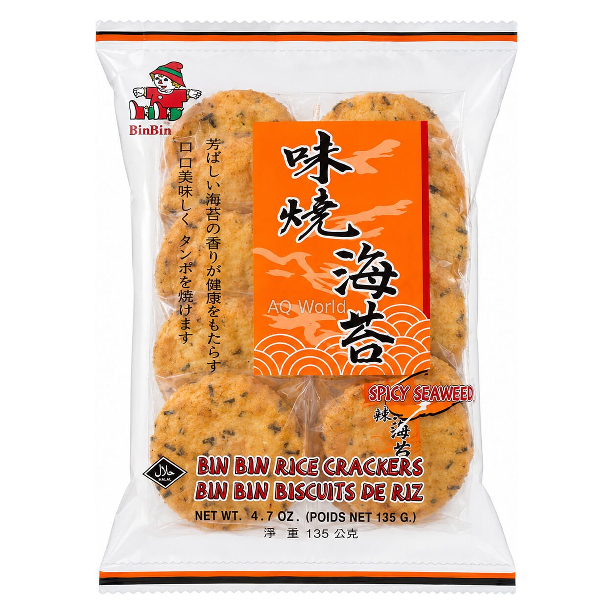BIN BIN SPICY SEAWEED RICE CRACKER 135g